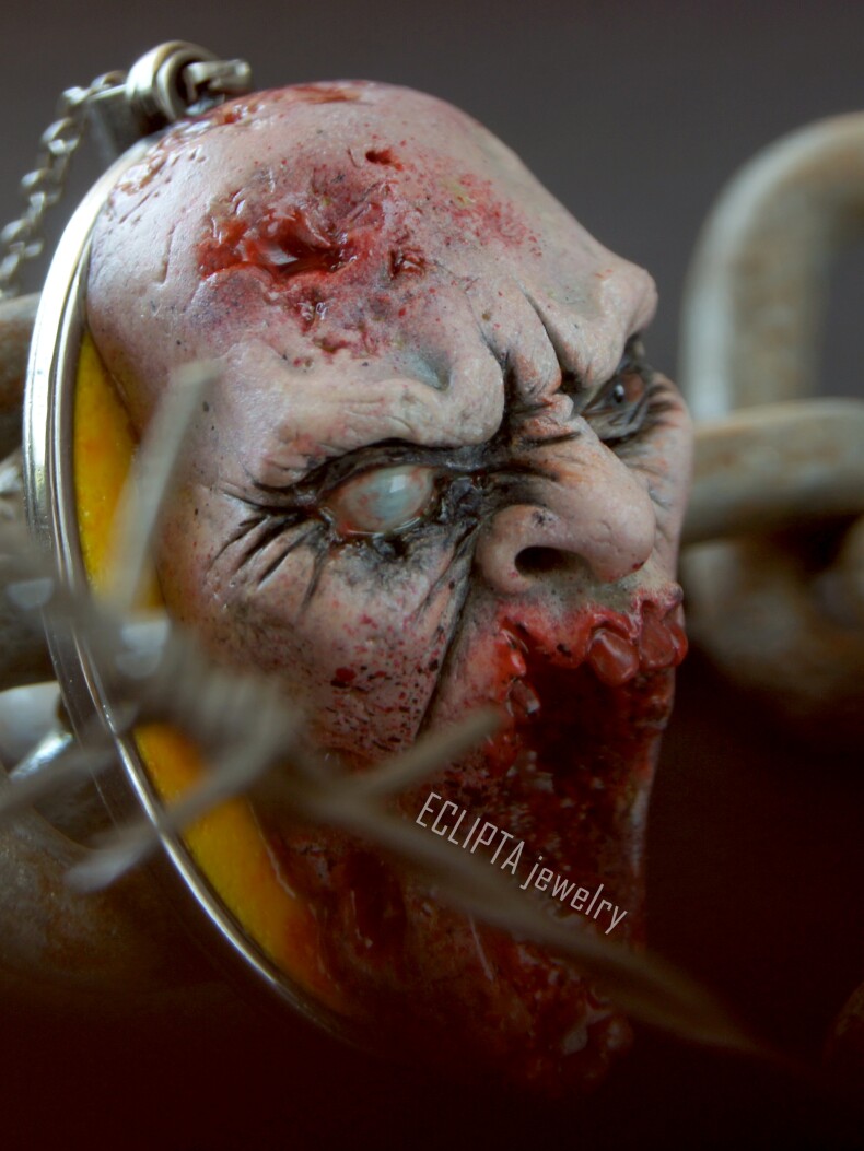 Кулон Зомби из полимерной глины, ходячие мертвецы, хоррор украшения